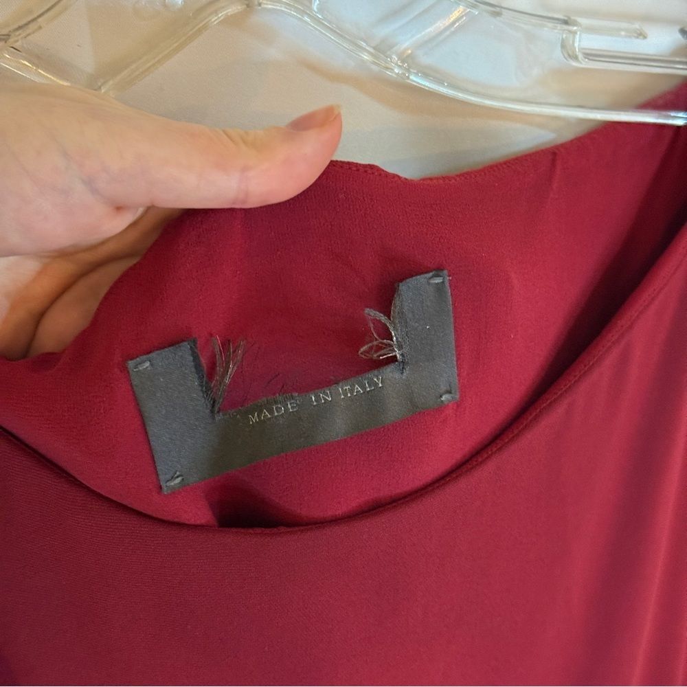 MaxMara Pianoforte Deep Red Boat Neck Cap Sleeve Silk Midi Dress 12 - Picture 3 of 7